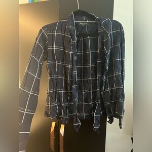 Banana republic dark blue and white checkered blouse